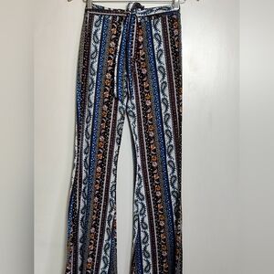 ShoSho Boho Striped Paisley Floral Women's Bell Bottom Stretch Pants